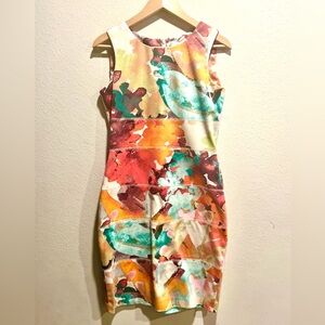 Calvin Klein Watercolor Sheath Cocktail Dress